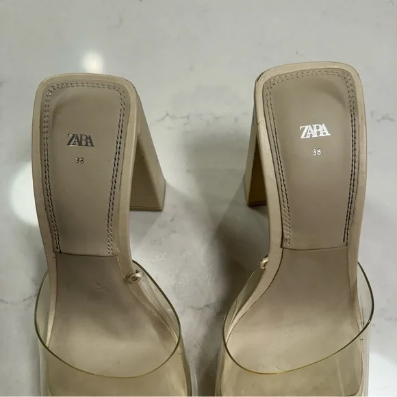 Zara Ivory PVC Platform Sandals - Picture 3 of 8